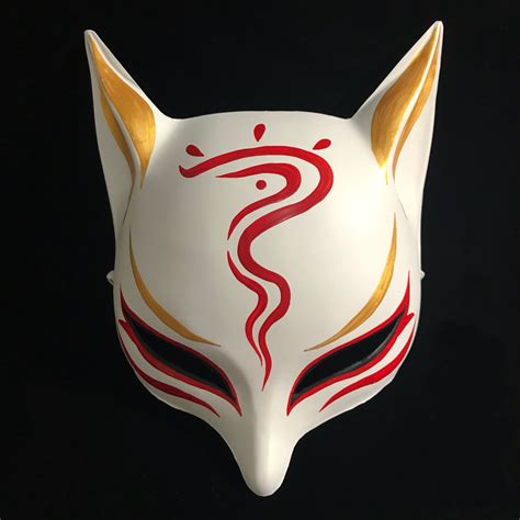 Sharp Ears Kitsune Mask - Red Curse | Japanese fox mask, Kitsune mask, Fox mask