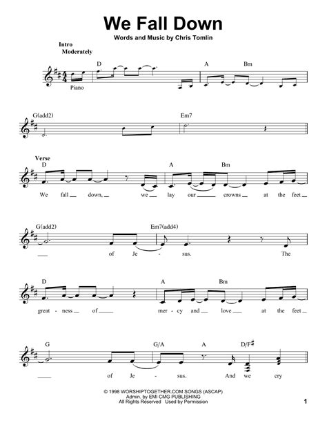 We Fall Down Sheet Music | Chris Tomlin | Pro Vocal