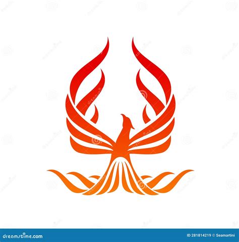 Phoenix Bird or Firebird Icon, Fire Flame Wings Stock Vector ...