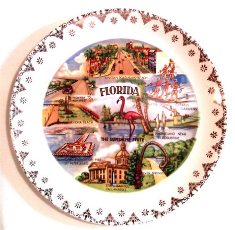 Florida Souvenir State Plate Vintage 1960s Multi Views FL Decorative Plate | Decorative plates ...