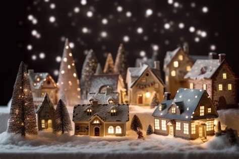 Premium AI Image | Christmas village miniature night village model ...