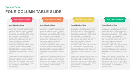 3 & 4 Columns Table Slide PowerPoint Template