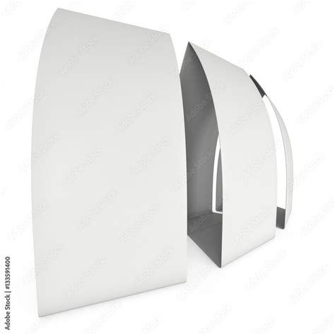 Three blank paper tent cards. 3d render illustration isolated. Table ...