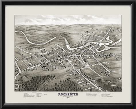 Rochester NH 1877 - Vintage City Maps, Restored Views