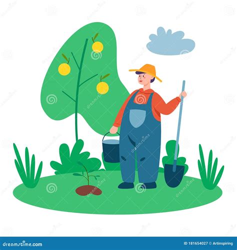 Farmer On The Field With Scythe. Cartoon Vector | CartoonDealer.com #70763783