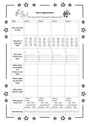 Music Appreciation Table - ESL worksheet by jilianm