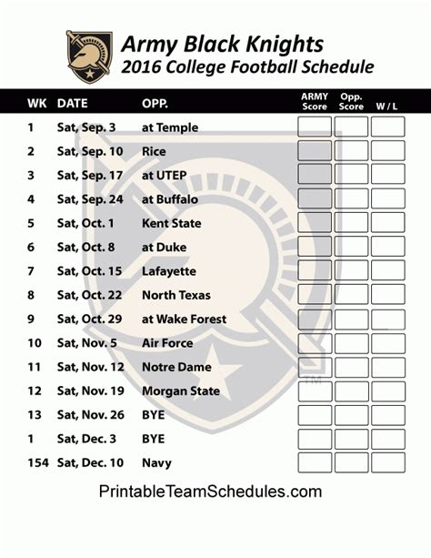 Army Football Schedule 2022 Printable | Printable Schedule