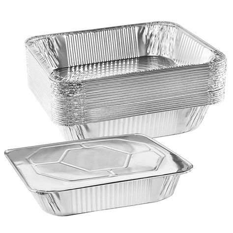 NYHI 9" x 13 Aluminum Foil Pans With Lids (10 Pack) | Durable Disposable Grill Drip Grease Tray ...