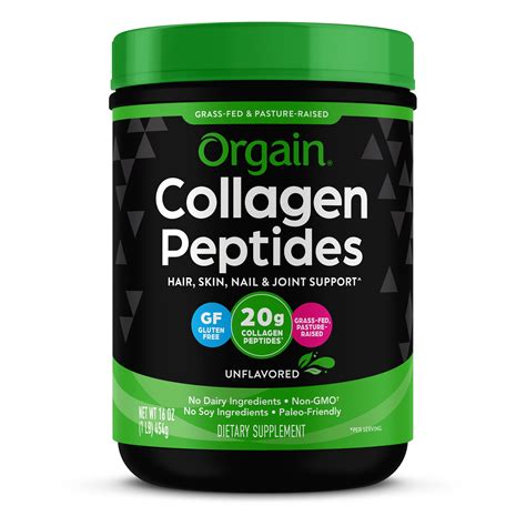 Orgain Hydrolyzed Grass Fed Collagen Peptides Powder, Unflavored, 20g Collagen, 1lb - Walmart.com