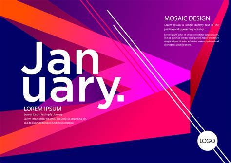 january calendar template with geometric shapes 28894810 Vector Art at ...