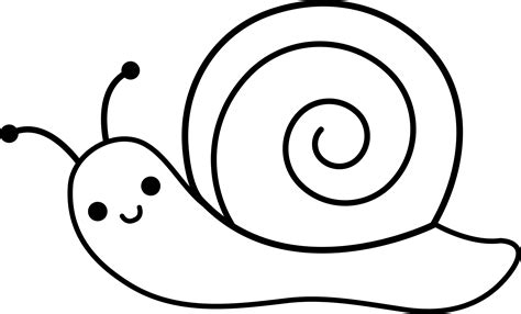 Cute Snail Line Art - Free Clip Art