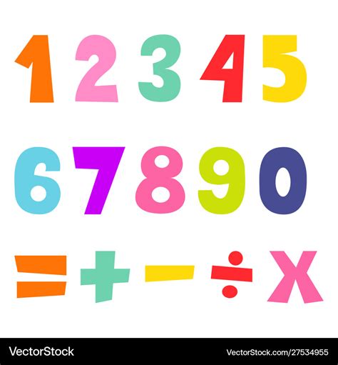 Cartoon flat kids number figures math signs Vector Image