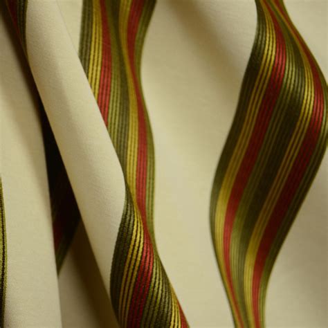 Stripe Multi Red Green Gold Cream Stripe Drapery Fabric - Contemporary ...