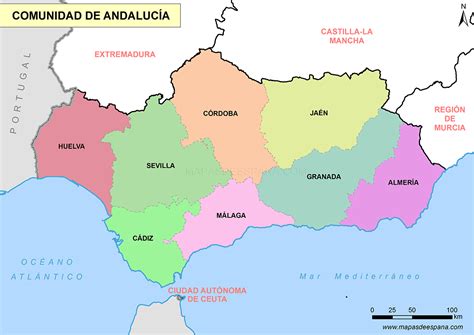 Mapa comunidad de Andalucía | Mapa de andalucia, Andalucía, Mapa de españa