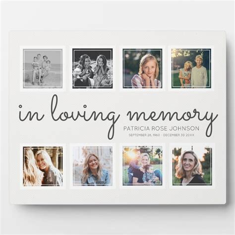 In Loving Memory Photo Collage Keepsake Tribute Plaque | Zazzle in 2022 | Photo memories, Photo ...