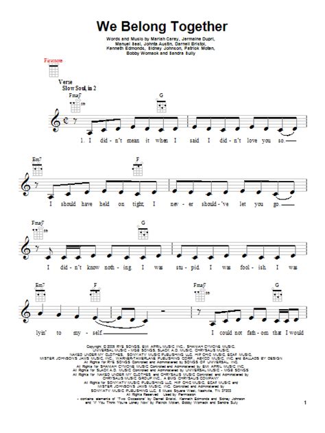 We Belong Together by Mariah Carey Sheet Music for Ukulele at Sheet Music Direct