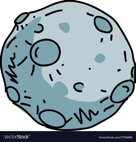 Moon cartoon hand drawn image Royalty Free Vector Image