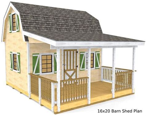 DIY Barn Shed Plans | 12x14, 16x20, 20x24 | Two Story & Front Porch ...