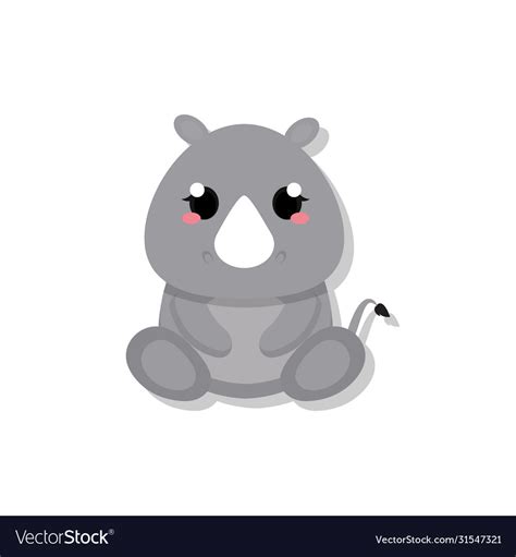 Isolated cute baby rhino Royalty Free Vector Image