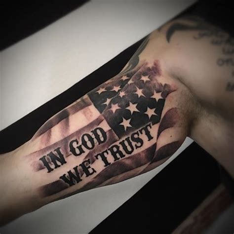 american flag with in god we trust tattoo on bicep – EntertainmentMesh