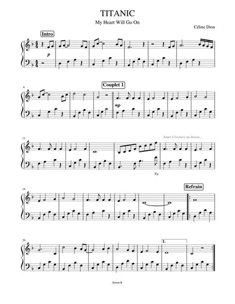 TITANIC (piano easy with modulation) Sheet music for Piano (Solo) | Musescore.com