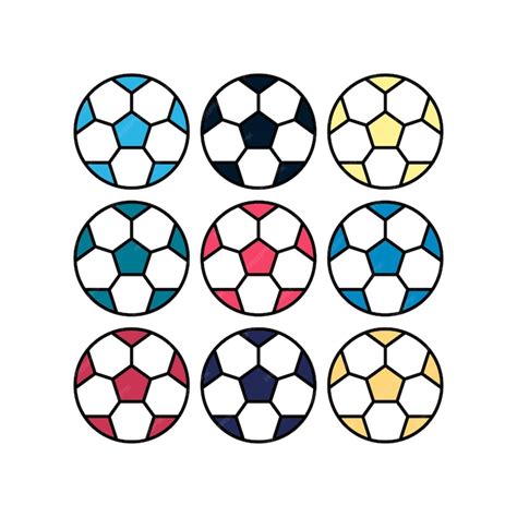 Premium Vector | Set of nine soccer balls in different colors