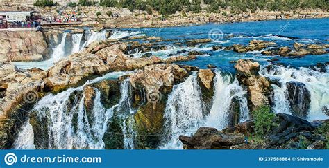 Aerial View of the Dhuandhar Falls are Located OnÂ Narmada RiverÂ inÂ Bhedaghat, Jabalpur ...