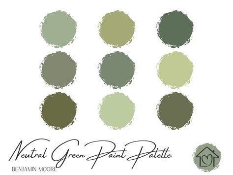 Neutral Greens Benjamin Moore Paint Palette Paint Color Schemes for Interior and Exterior Paint ...