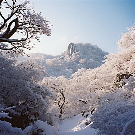 Snow Covered Mountains Near Trees On A Snowy Day Background, Season, Snow, Weather Background ...