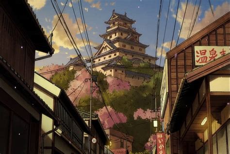 Japanese Castle, yuri, anime, manga, spring, castle, scenery, HD wallpaper | Peakpx