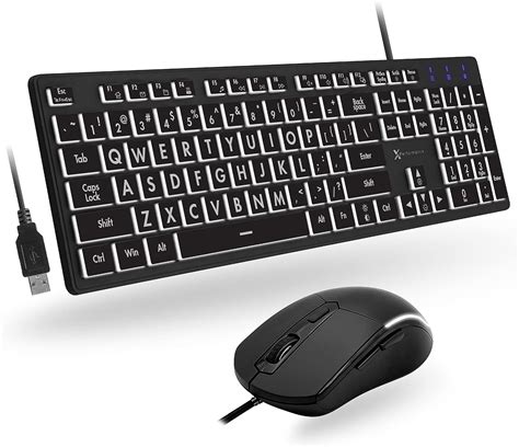 Amazon.com: X9 Performance Large Print Lighted Keyboard and Mouse - USB Wired Keyboard and Mouse ...