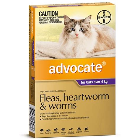 Advocate Cat 4kg & Over Purple Spot On Flea Wormer Treatment 1 Pack | BIG W