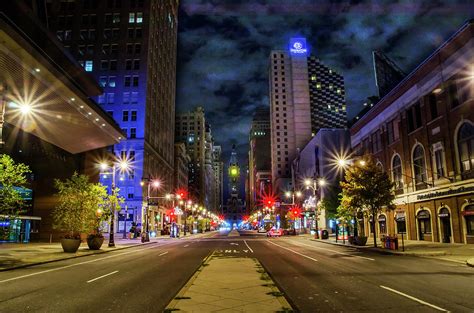 Night Shot of Broad Street - Philadelphia Photograph by Bill Cannon ...