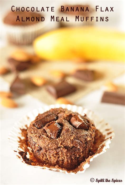 Chocolate Banana Flax Almond Meal Muffins #BreadBakers | Spill the Spices