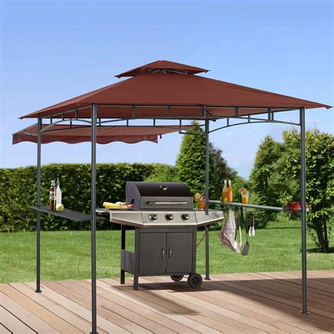 CHARMELEON Double Tiered Grill Gazebo 11X 5, Outdoor BBQ Patio Canopy Tent with Stretchable Side ...