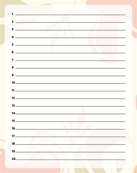 Numbered Lined Paper Template - Printable Online