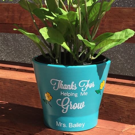 Thanks For Helping Me Grow Flower Pot Teachers Gift Great | Etsy in 2021 | Homemade teacher ...