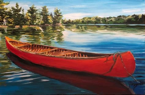 Cherished Chestnut Canoe Painting by Jenny Gordon - Pixels