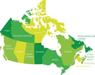 Map of canada divided into 10 provinces and 3 Vector Image