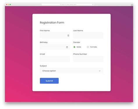 Student Registration Form Sample Html | HQ Printable Documents