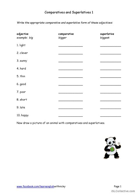 Comparatives and Superlatives: English ESL worksheets pdf & doc