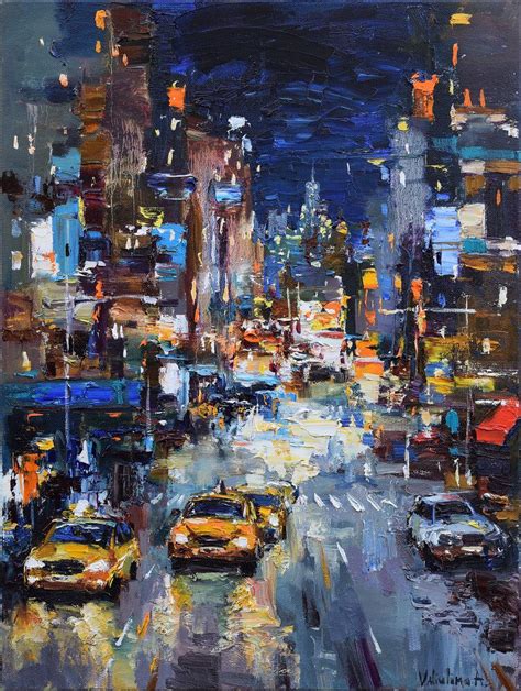 Night City Street - Original urban landscape painting(Sold) | Urban ...