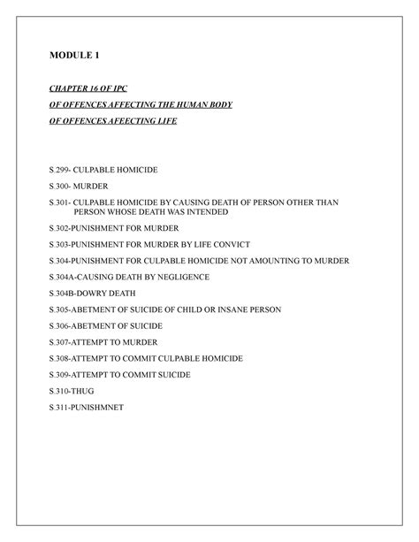 Crimes Against BODY - MODULE 1 CHAPTER 16 OF IPC OF OFFENCES AFFECTING ...