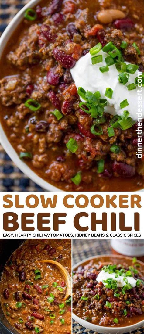 Slow Cooker Beef Chili {Crockpot Chili} [VIDEO] - Dinner, then Dessert