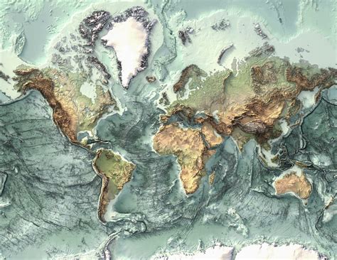 The World Map 4 Topography Shaded Relief Map Elevation - Etsy