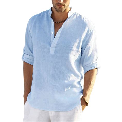 Mens Casual Cotton Linen Shirt Long Sleeve - Mythology Merchant