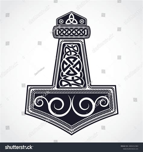 Hammer Thunder God Norse Mythology Ornamental Stock Vector (Royalty ...