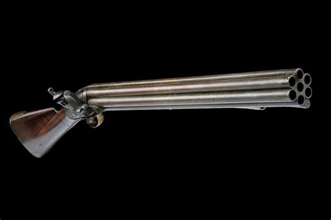 Sold at Auction: AN EXTREMELY RARE .52 2ND MODEL NOCK SEVEN BARRELLED FLINTLOCK VOLLEY GUN ...