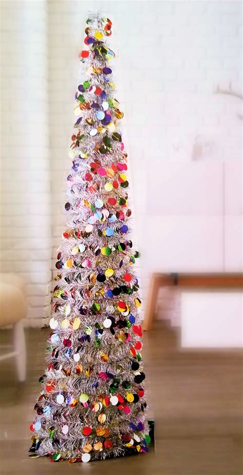 5 ft Collapsible Tinsel Tree: Pop-Up Slim Tree for Christmas, RED | eBay