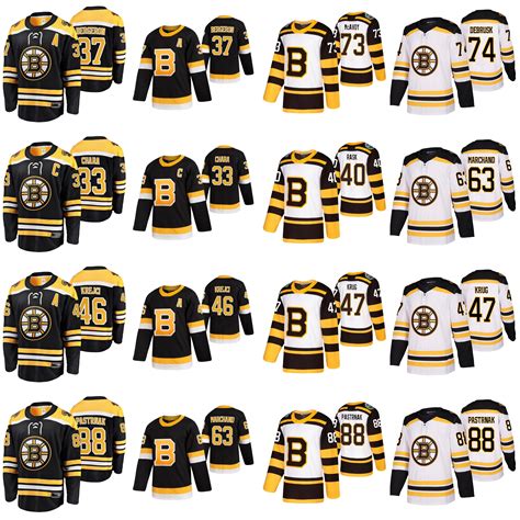 2021 Boston Bruins Jerseys 37 Patrice Bergeron Jersey 63 Brad Marchand 88 David Pastrnak 33 ...